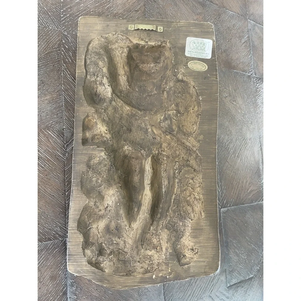 Vtg Hen-Feathers Cherub Angel Fruit  Wall Plaque Relief Resin 7x12